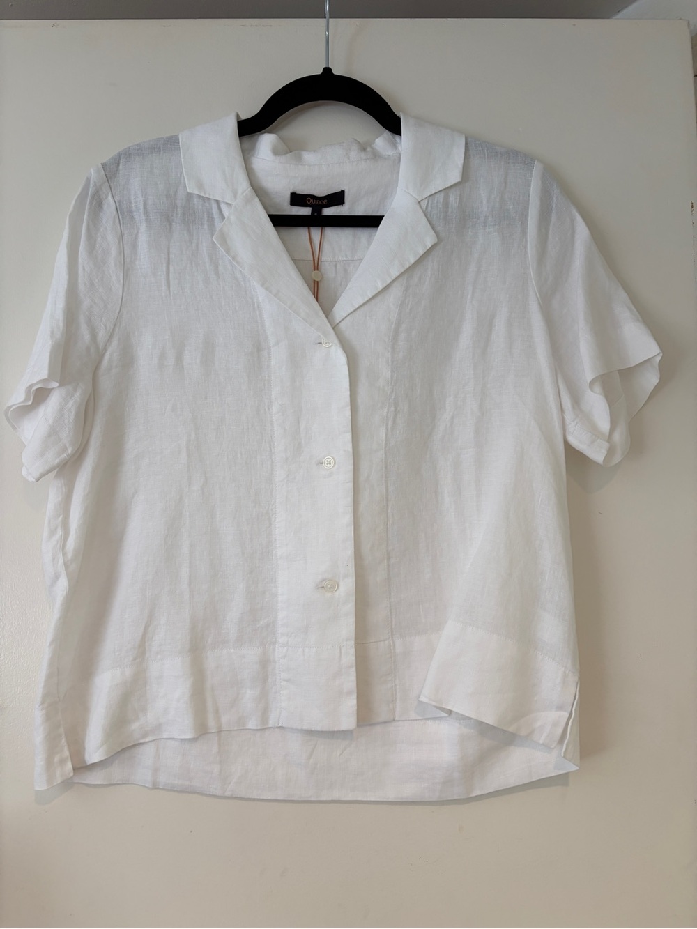 Quince White Linen Short-Sleeve Button-Down Shirt